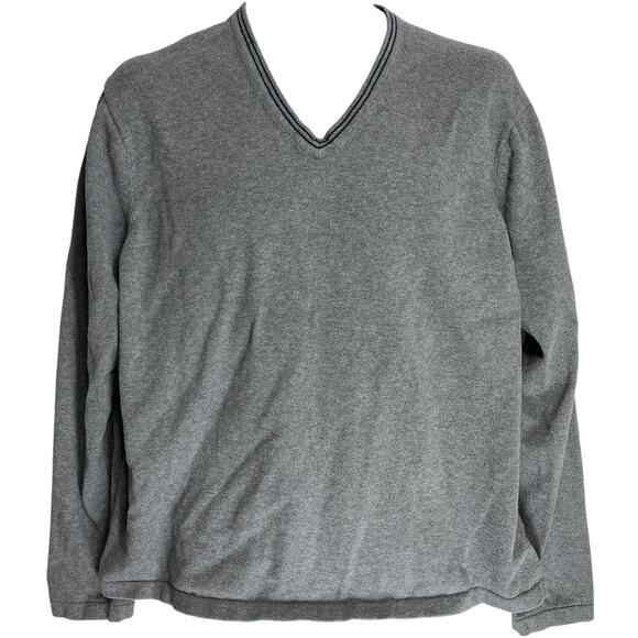 Michael Kors Sweater Men XL Gray 100% Cotton VNeck Long Sleeve Preppy Minimalist - Picture 1 of 6